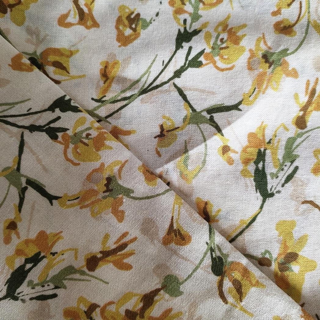 China Factory Manufacture Hot Sales Design Pattern Digital Printed Linen Fabric Woven Ramie Cotton Fabric For Garment