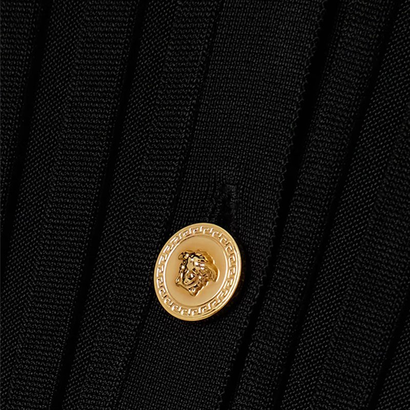 Knitwear manufacturer custom spring autumn black polo collar short sleeved single breasted rib knit women's sweater dress