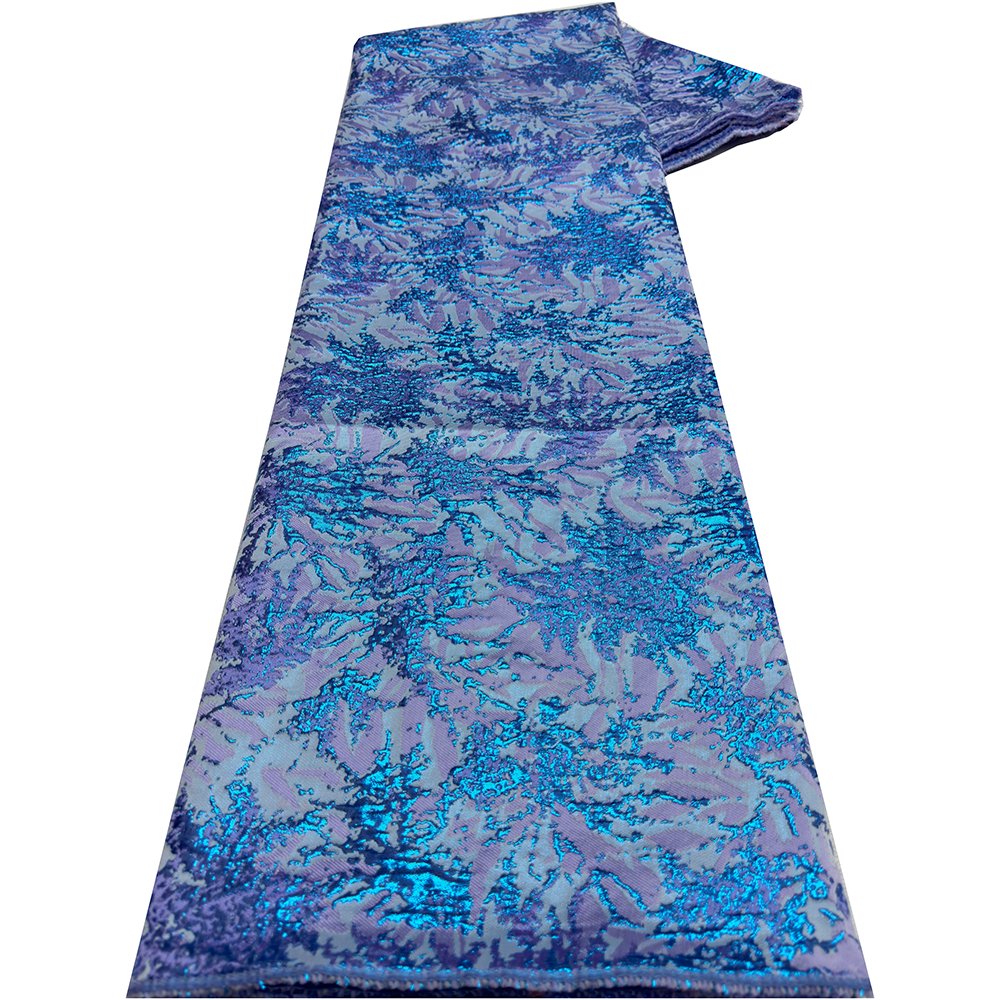 NI.AI Blue Good Quality Embroidery Pattern Brocade Jacquard African Luxury French Fancy Brocade Fabric For Women Wedding Dress