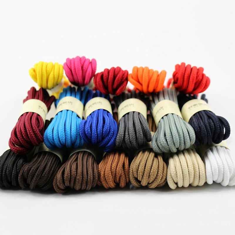 Wholesale 4mm round polyester shoe lace for Martin boots and leather shoes Casual sneakers boots shoelace