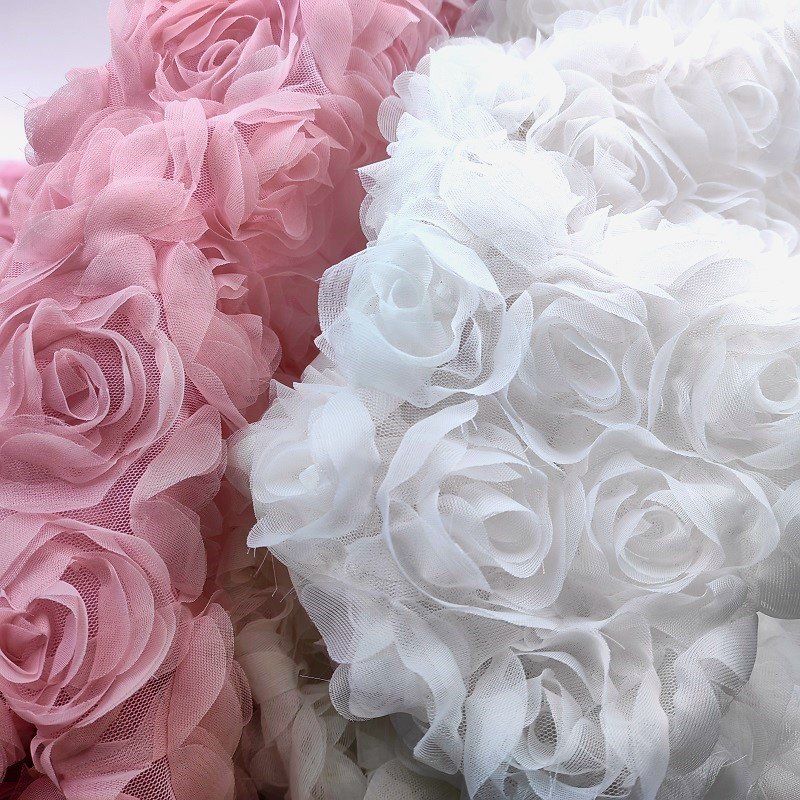 OEM wholesale price embroidery fabrics for clothing material 3D rose design lace french style