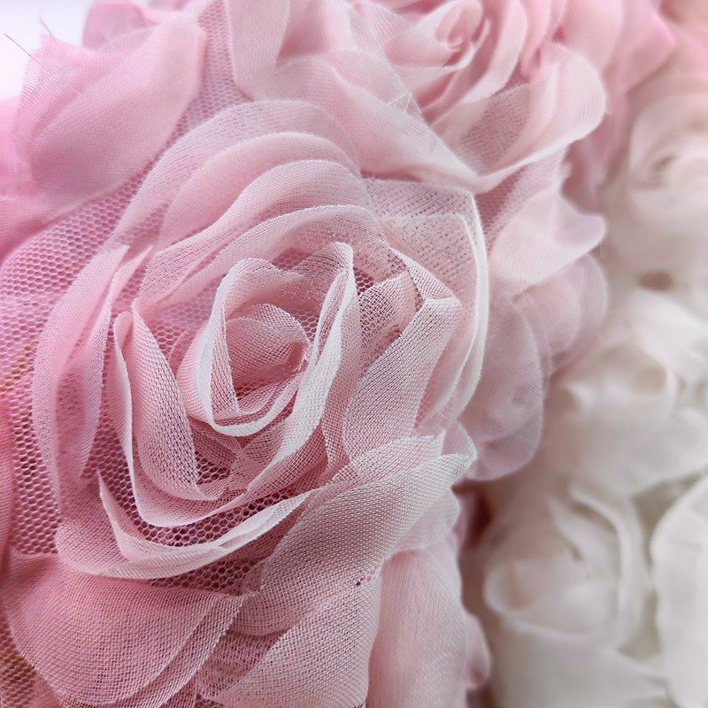 OEM wholesale price embroidery fabrics for clothing material 3D rose design lace french style