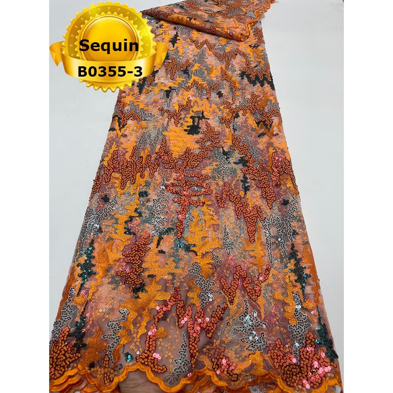 Good quality mix color embroidery with sequins french lace Fabric For Garment