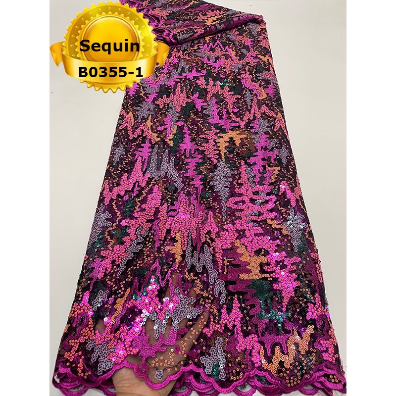 Good quality mix color embroidery with sequins french lace Fabric For Garment
