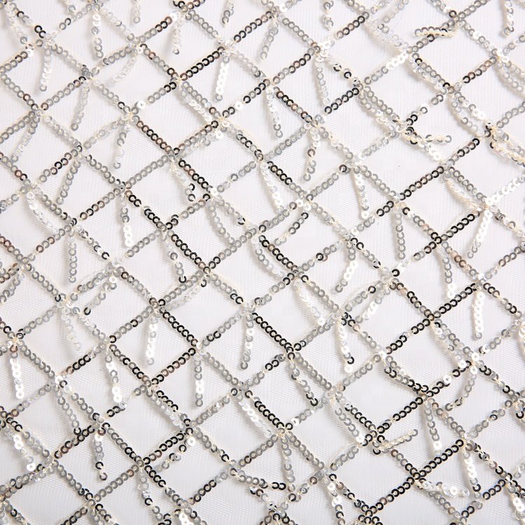 Cheap Luxury Knitted Polyester Soft Glitter Gold Lace Tulle Sequin Embroidery Mesh Fabric For Girl Party Floral Dress