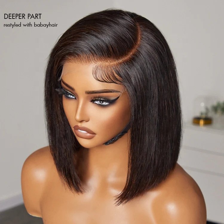 High Quality Glueless Wig Silky Blunt Bob Cut 5x5 Closure HD Lace Front Wig Breathable Cap 100% Human Hair Wig