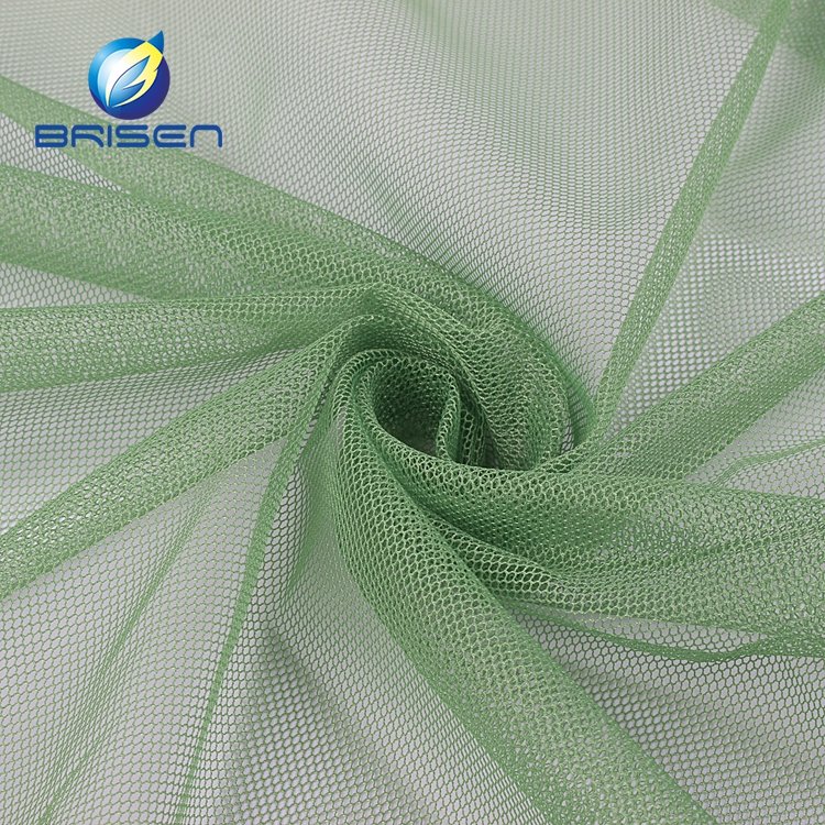 Green Bridal Polyester Net Fabric For Wedding Stage Embroidery