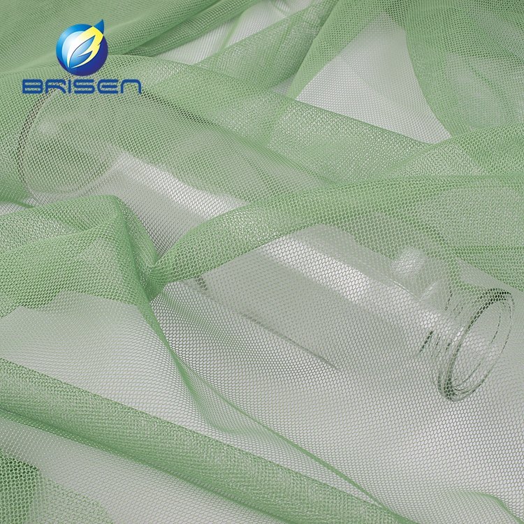 Green Bridal Polyester Net Fabric For Wedding Stage Embroidery