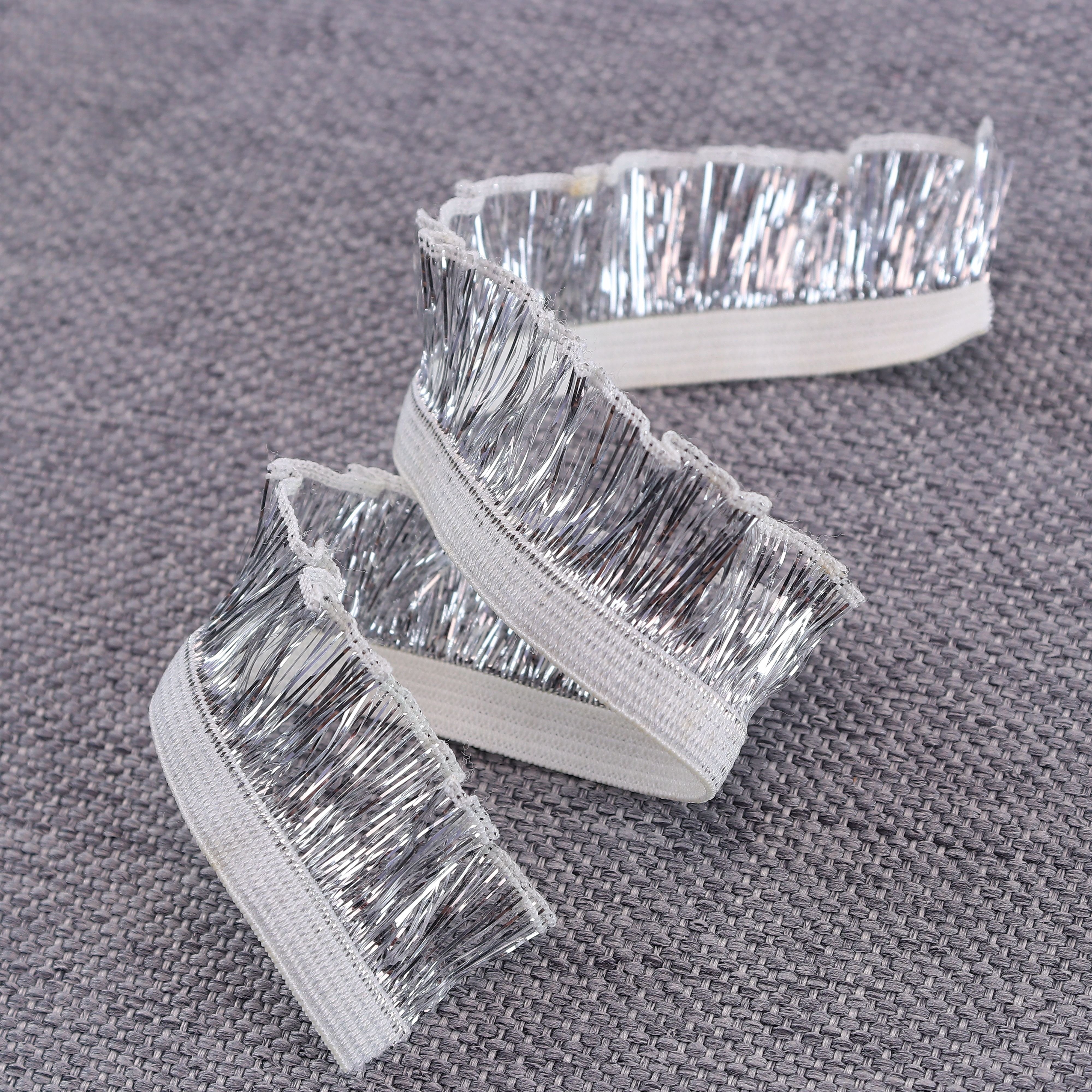 Wholesale of 2cm dance skirts by manufacturers with unidirectional argent wire and ear lace elastic bands for clothing