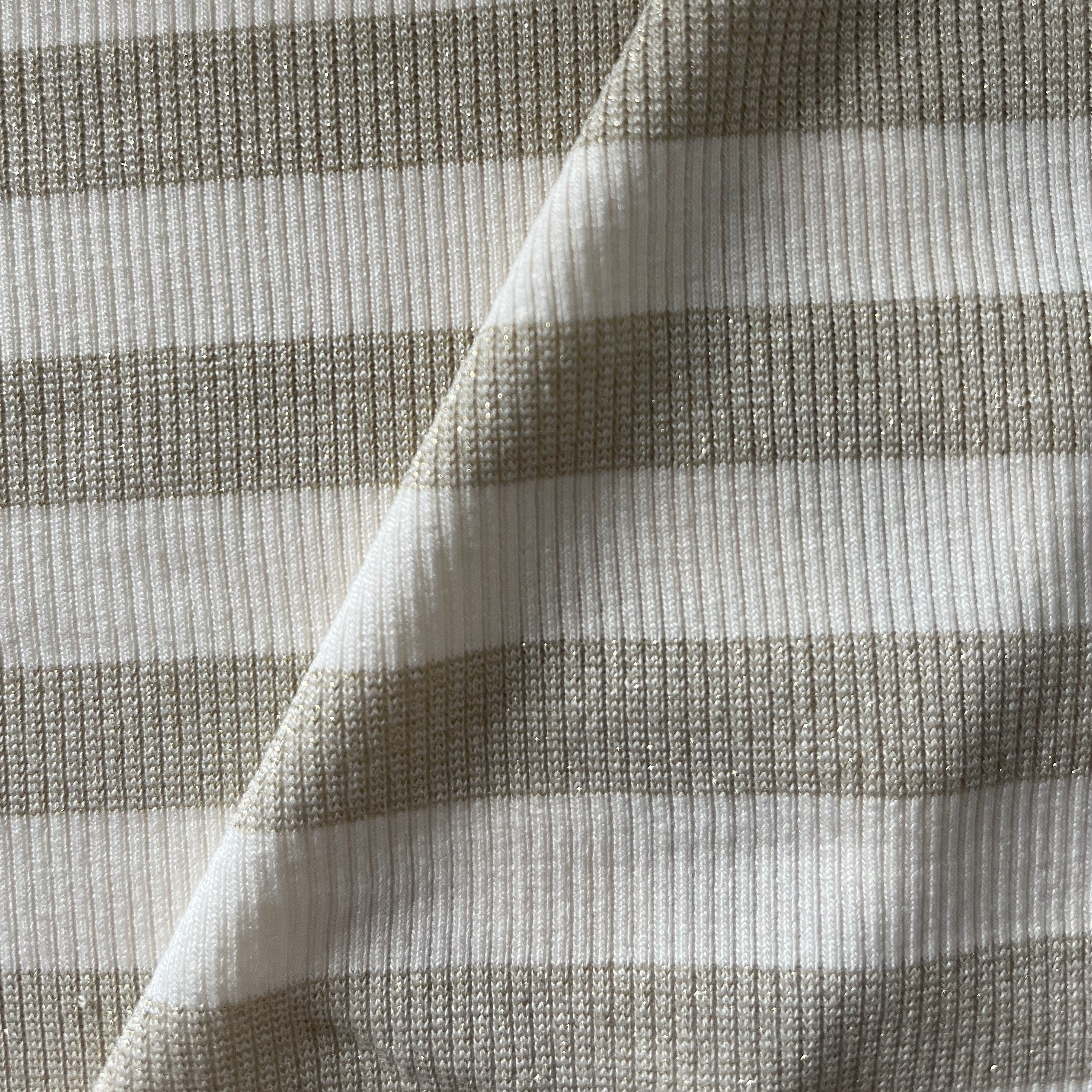 Factory Supply Hot Sale Rayon Lurex Spandex Shiny Metallic Fabric Metallic Rib for lady dress Yand dyed lurex Knit