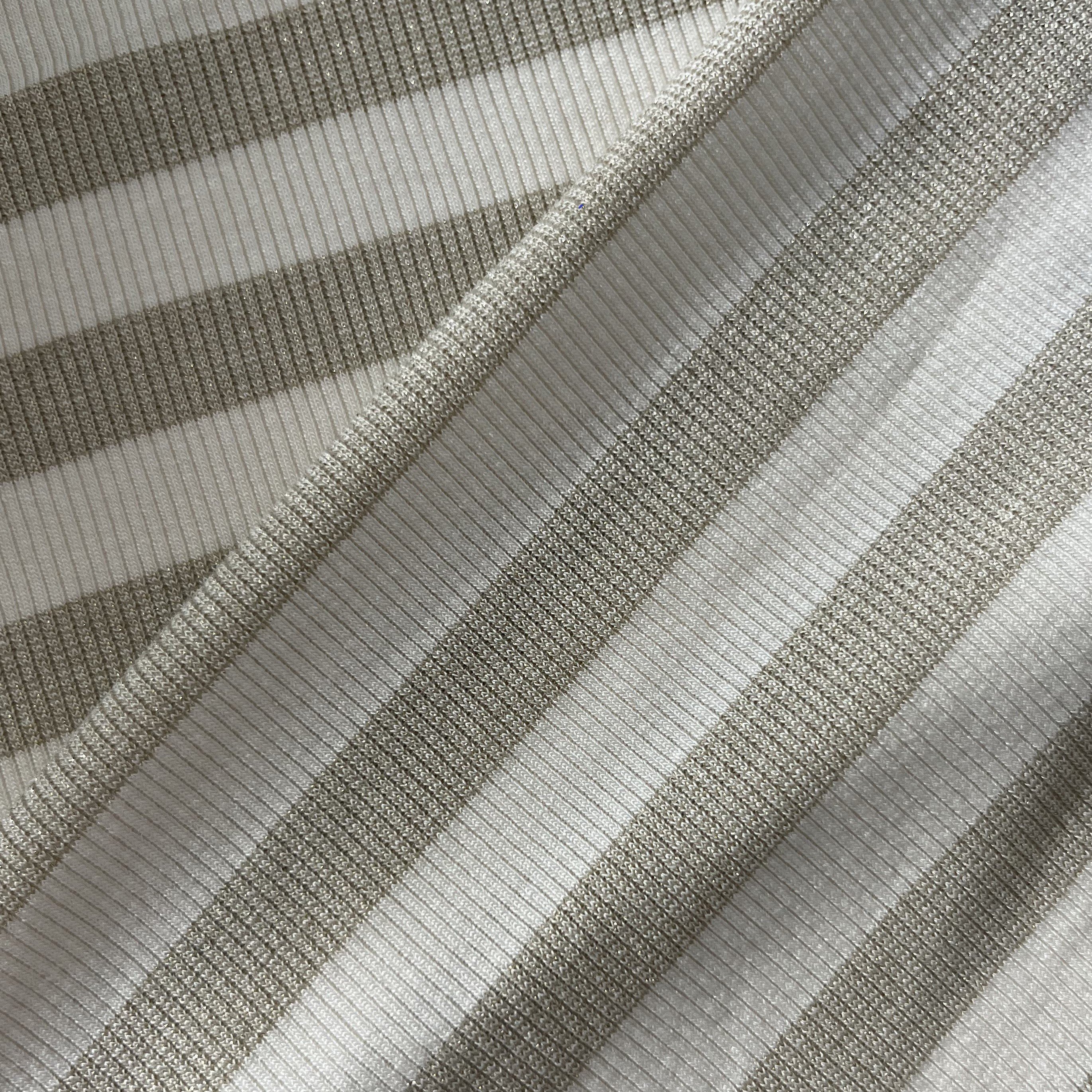 Factory Supply Hot Sale Rayon Lurex Spandex Shiny Metallic Fabric Metallic Rib for lady dress Yand dyed lurex Knit