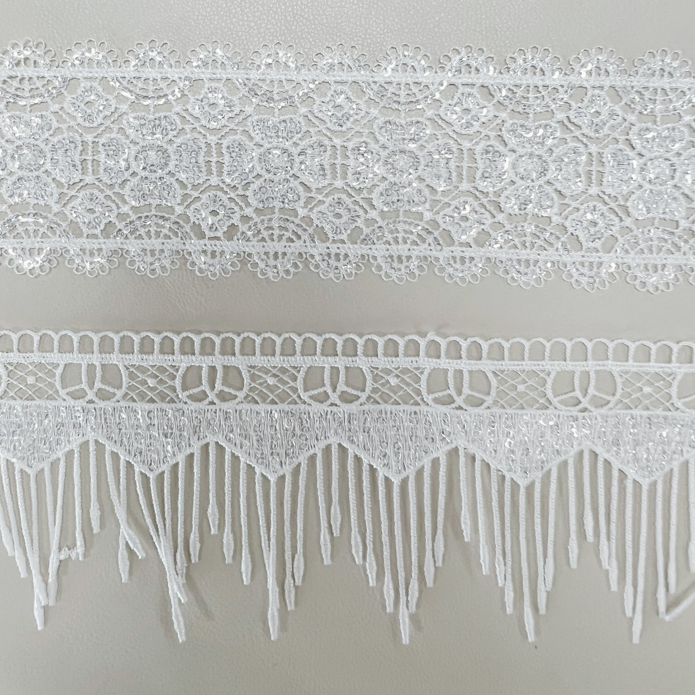 High-end French delicate sparkling beaded decoration embroidered lace decorative edge for the wedding dress