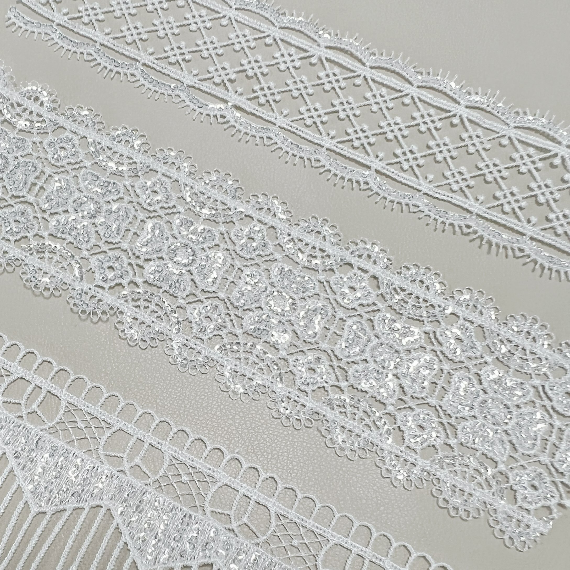High-end French delicate sparkling beaded decoration embroidered lace decorative edge for the wedding dress