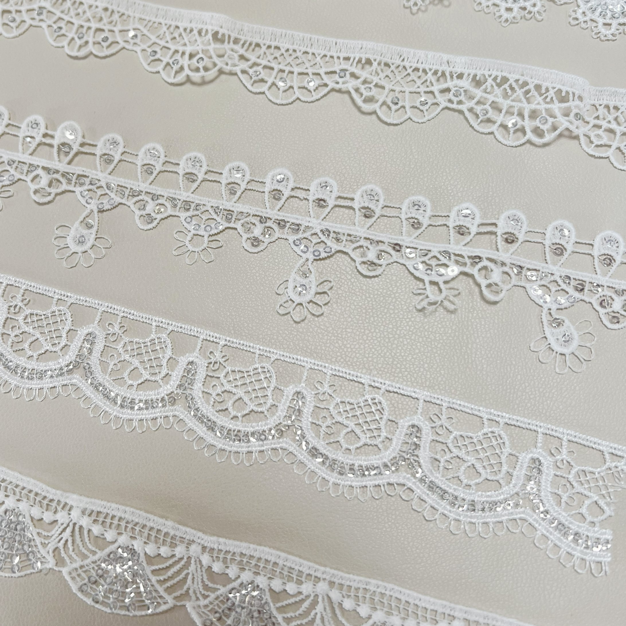 High-end French delicate sparkling beaded decoration embroidered lace decorative edge for the wedding dress