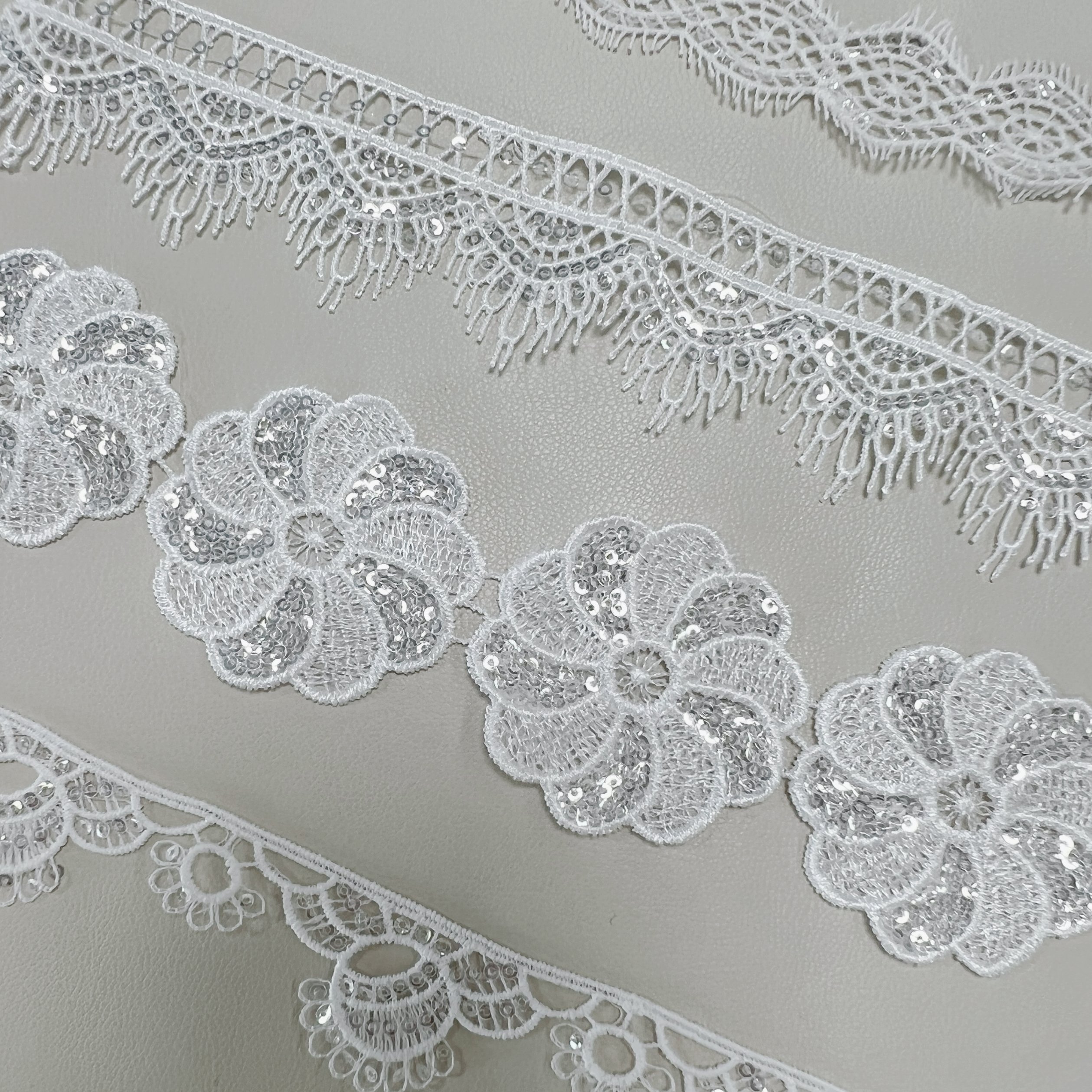 High-end French delicate sparkling beaded decoration embroidered lace decorative edge for the wedding dress