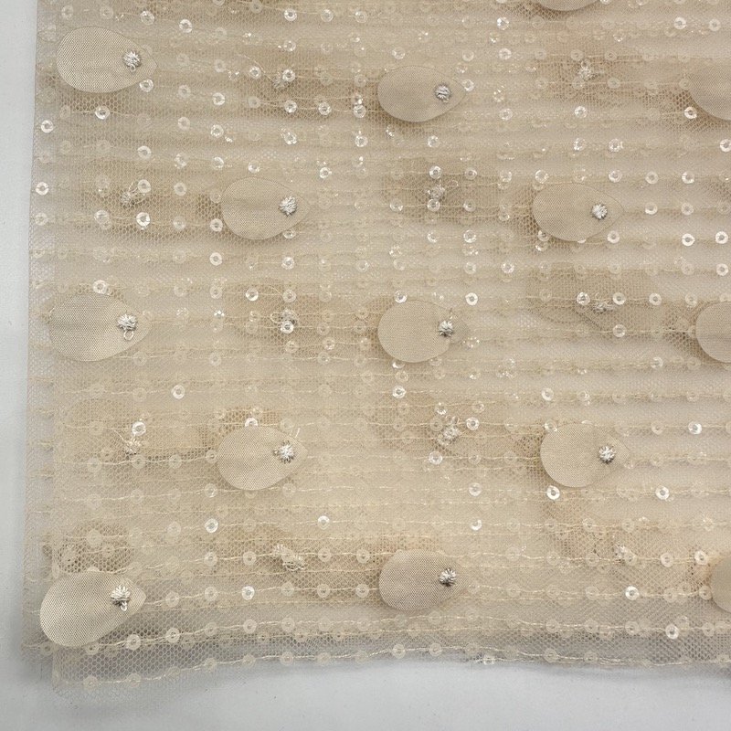 High quality polyester 60gsm sequin woven floral pattern embroidery fabric for wedding clothing