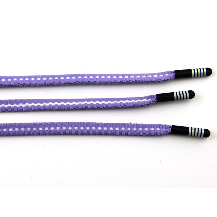 Good Quality Fashionable 6mm Purple Thick Flat Magnetic Weave Shoe Laces Custom Aglet Metal End Of Tips Shoe Laces