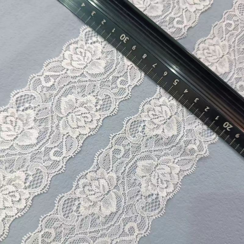 ZJ013 Good Quality 6cm Wide Stretch Mesh Lace Trim White Stretch Lace Fabric Fabrics Trim for Underwear and Dress