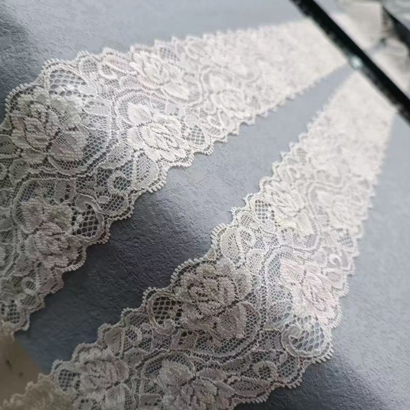 ZJ013 Good Quality 6cm Wide Stretch Mesh Lace Trim White Stretch Lace Fabric Fabrics Trim for Underwear and Dress