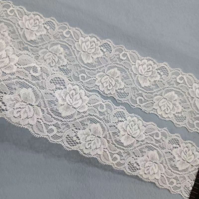 ZJ013 Good Quality 6cm Wide Stretch Mesh Lace Trim White Stretch Lace Fabric Fabrics Trim for Underwear and Dress
