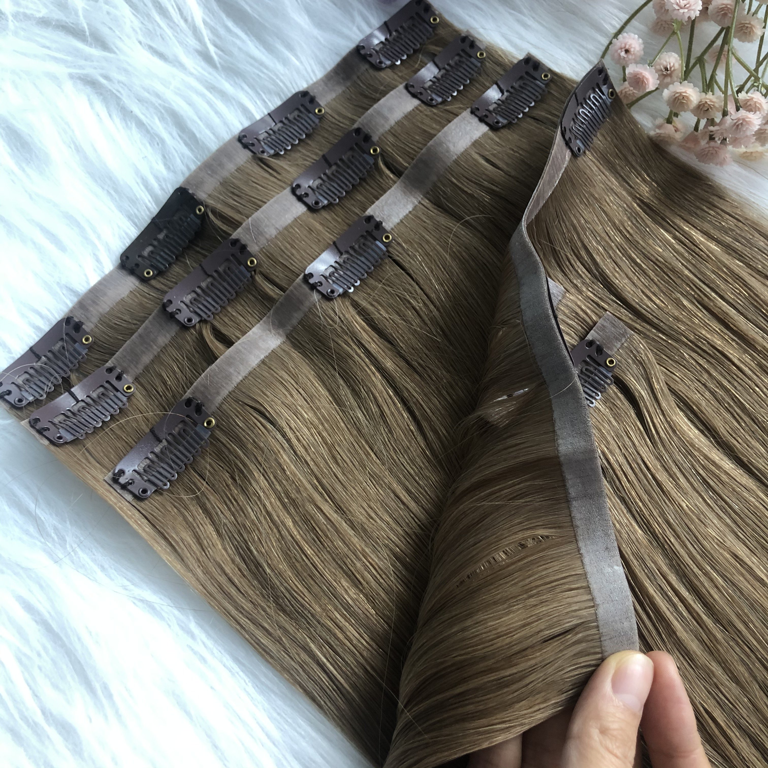 New Product Cuticle Remy Hair 100% Human Hair Lace Clip In Hair Extension For White People