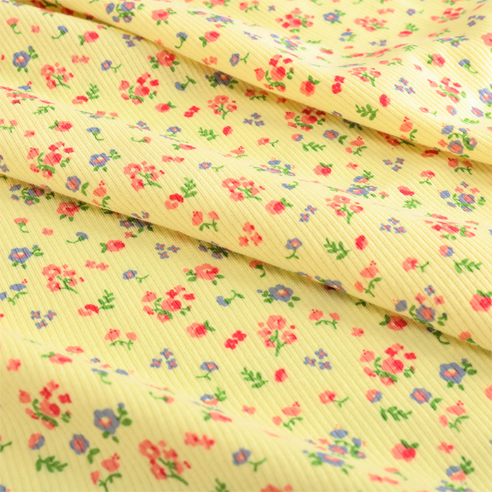 Thin Tissue Print Floral Rib Knit Fabric Stretchy Rib Jersey Fabric for Sewing Summer Dress Or Tops