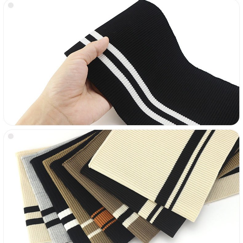 CVC Knit Rib Collar Fabric 2X2 65% Cotton 35% Polyester Neck Unis Ribbing Knitted Polo Collar Fabric For Cuffs Hem