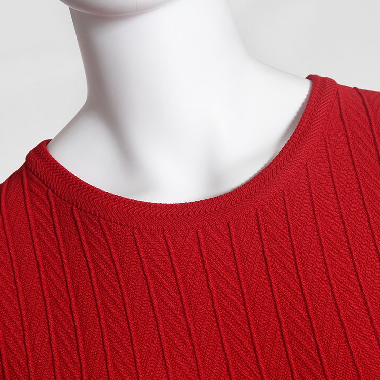 2021 Hot Factory Custom Summer Round Collar Sleeveless RibBed Knit Red women Casual Dress