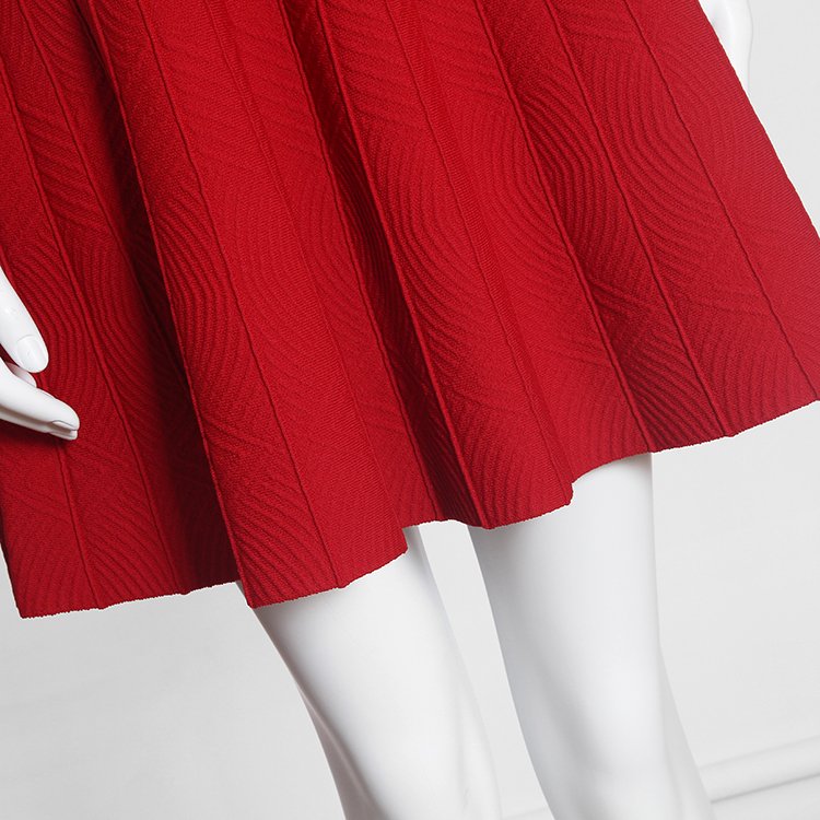 2021 Hot Factory Custom Summer Round Collar Sleeveless RibBed Knit Red women Casual Dress