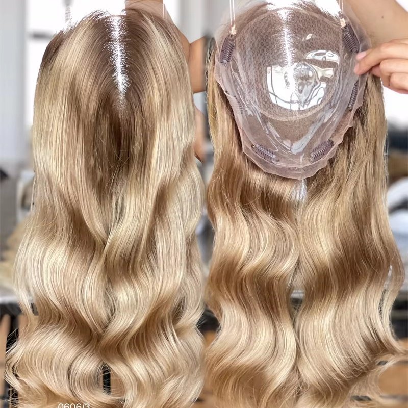 SHY Luxury Design Top Quality Topper Customer Color With Highlight Raw Human Hair 8x8 Inch Lace Front Mini Wig