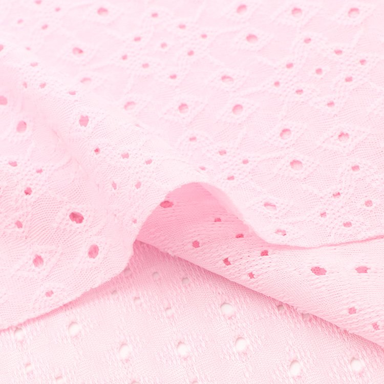 New fashion 165gsm plain dyed polyester spandex jacquard hole water soluble embroidery fabric for women dress shirt