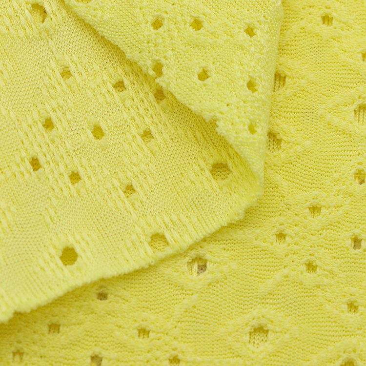 New fashion 165gsm plain dyed polyester spandex jacquard hole water soluble embroidery fabric for women dress shirt