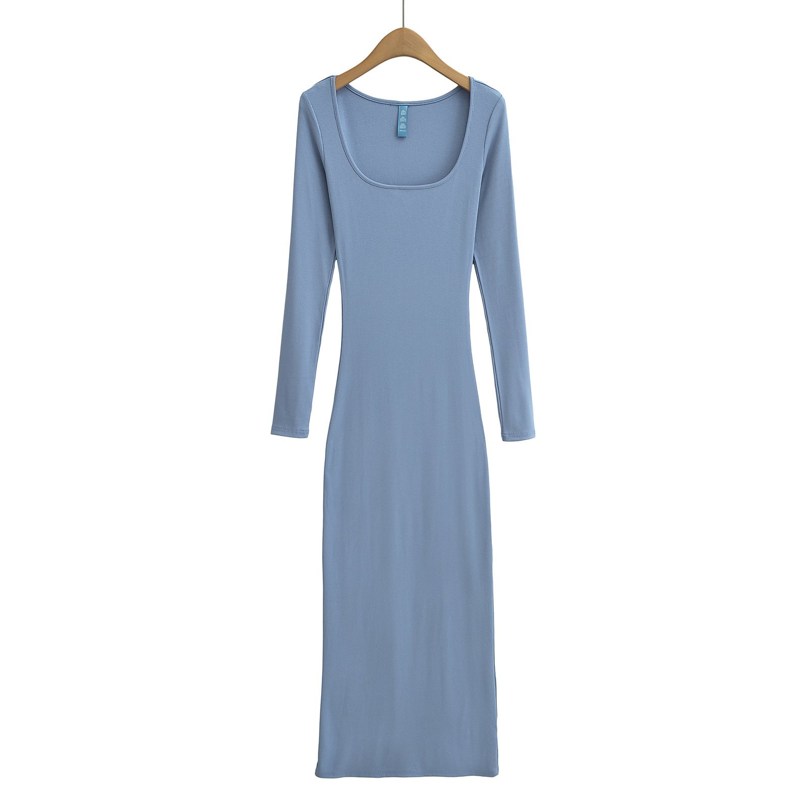 2024 Spring Eshow dress dupe ropa de faldas para mujer cotton ribbed U neck long sleeves bodycon Trumpet Mermaid maxi dress