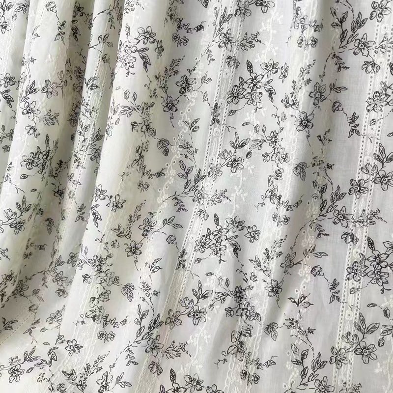 Pastoral style cotton print embroidery lace fabric sofa cushion bed linen embroidery fabric