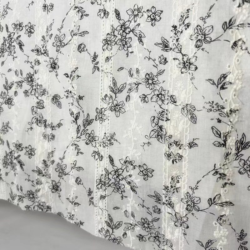 Pastoral style cotton print embroidery lace fabric sofa cushion bed linen embroidery fabric
