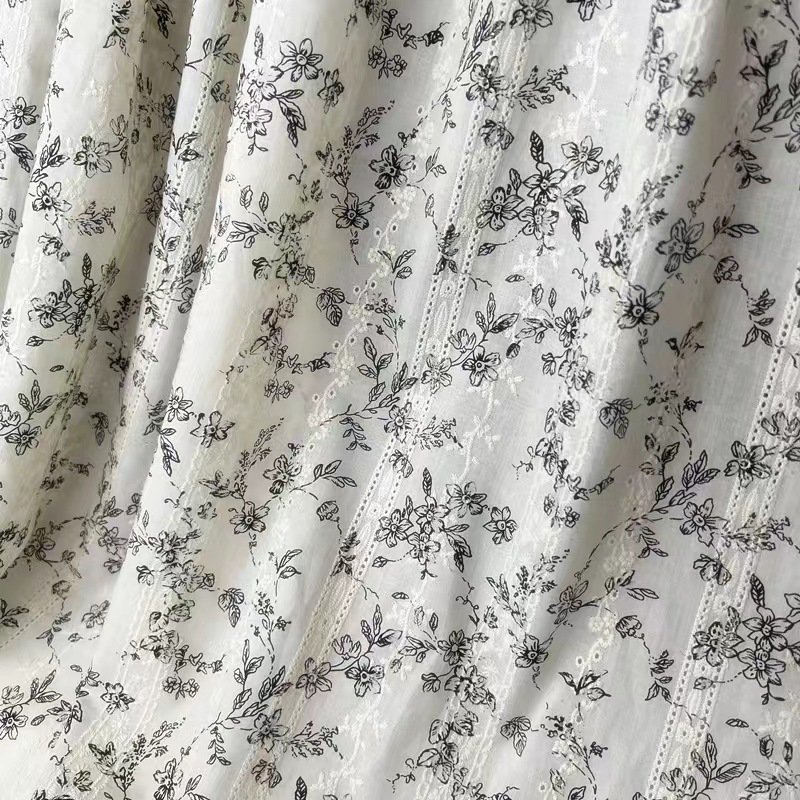 Pastoral style cotton print embroidery lace fabric sofa cushion bed linen embroidery fabric
