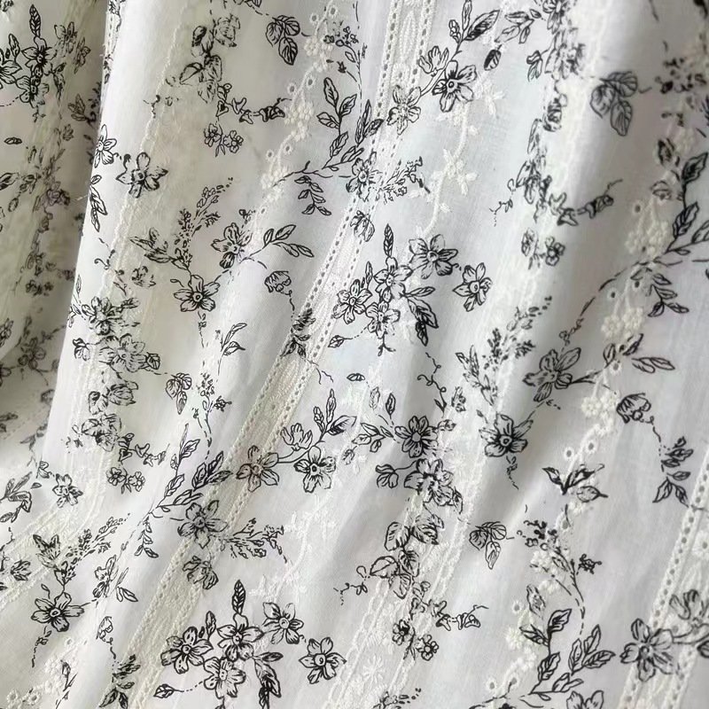 Pastoral style cotton print embroidery lace fabric sofa cushion bed linen embroidery fabric