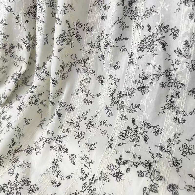 Pastoral style cotton print embroidery lace fabric sofa cushion bed linen embroidery fabric