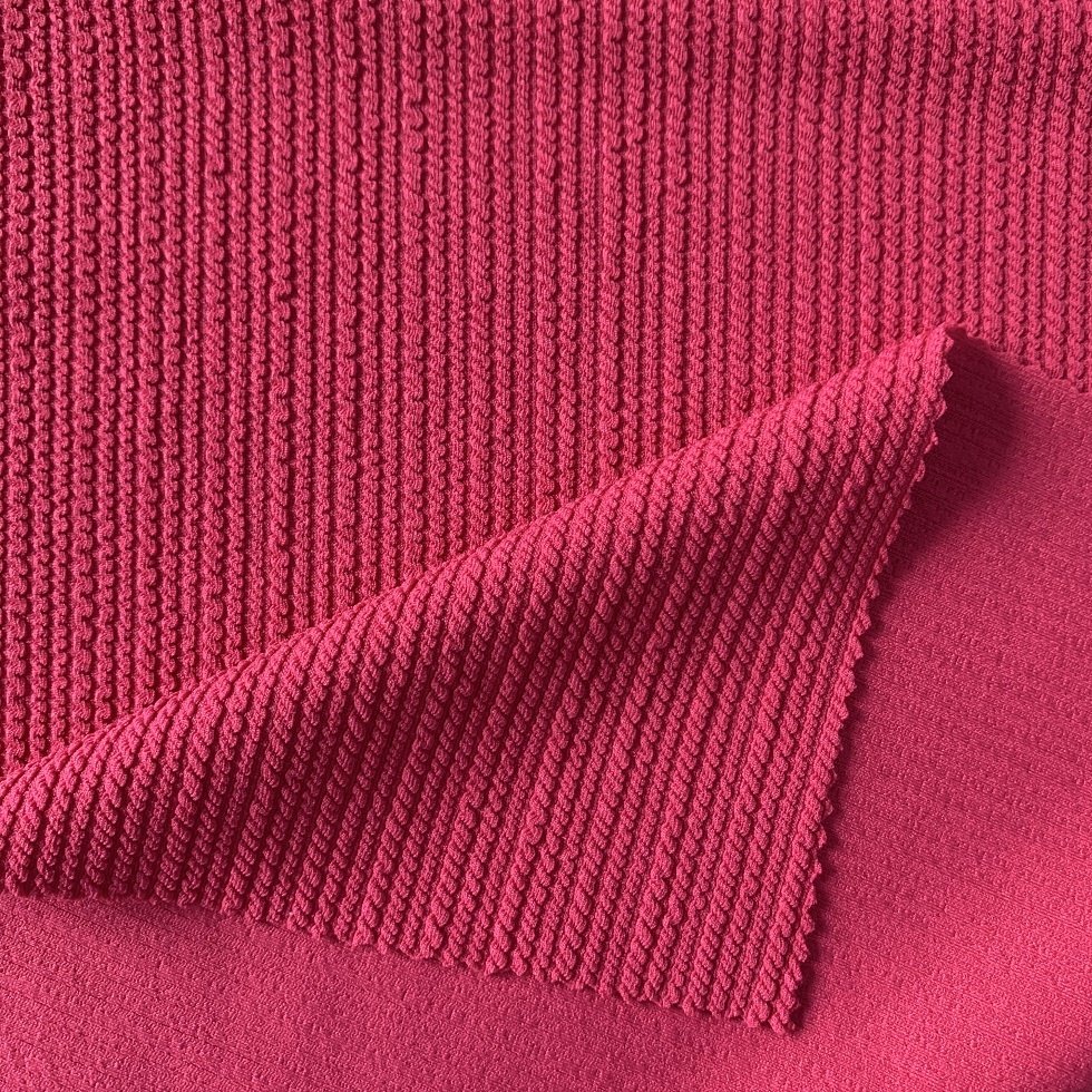 XA1564 High quality knitted stripes seersucker rib jacquard fabric for swimwear bikini crinkle swimsuit fabric