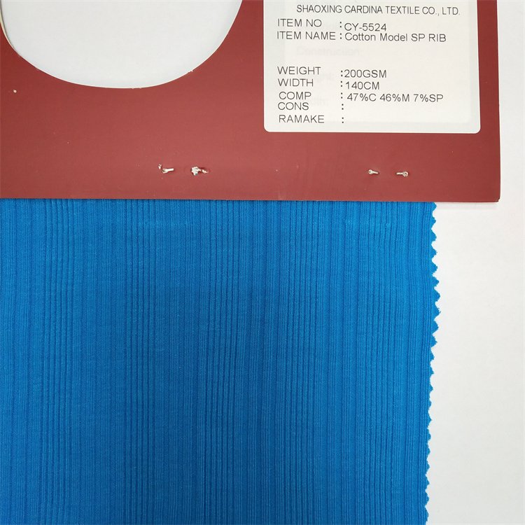 Wholesale Lenzing Sportswear Cotton Modal Spandex Solid Irregularity Rib Knit Fabric