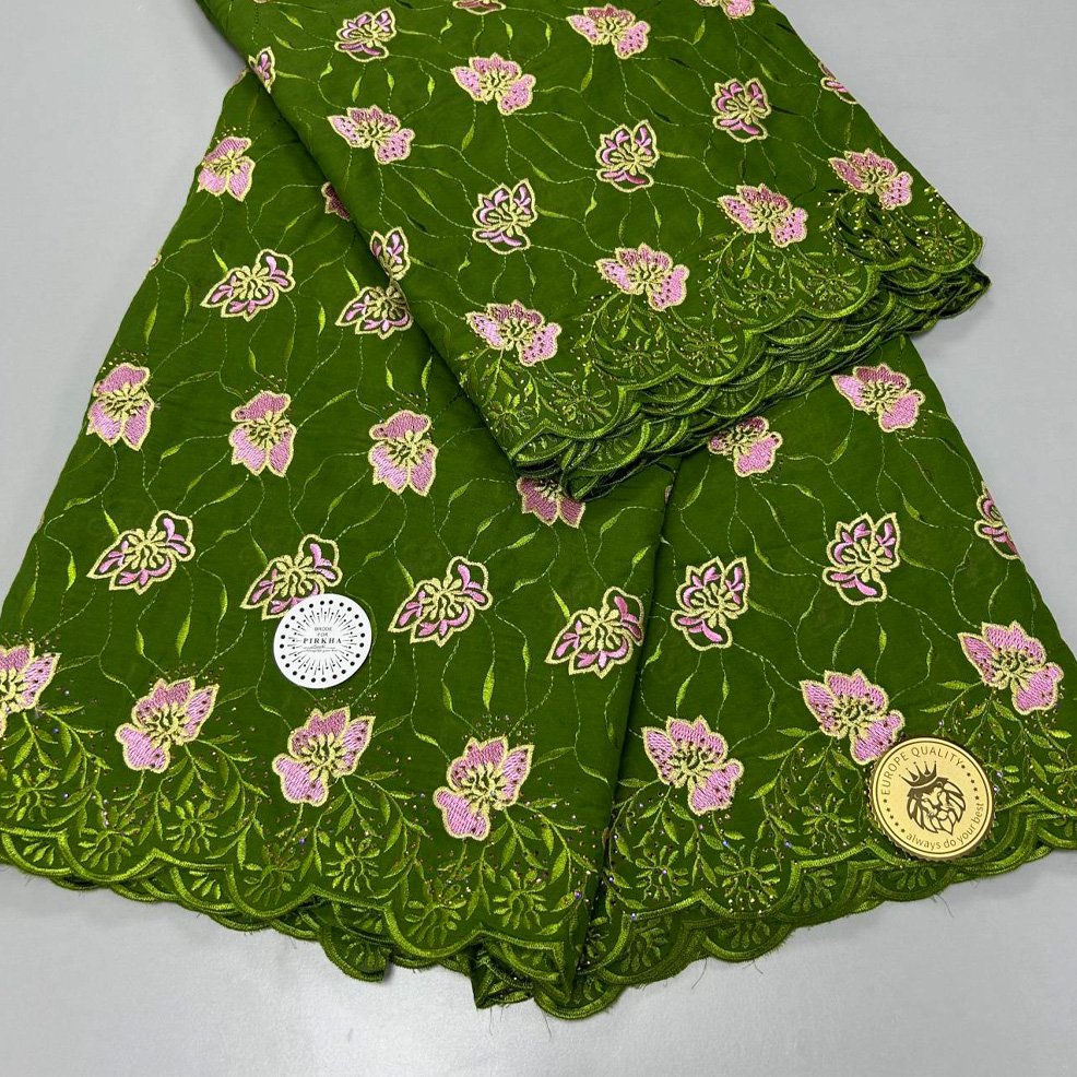HFX Swiss Voile African Cotton Lace Fabric 2024 High Quality Nigerian Stones Cotton Fabrics For Women Evening Dresses Sewing