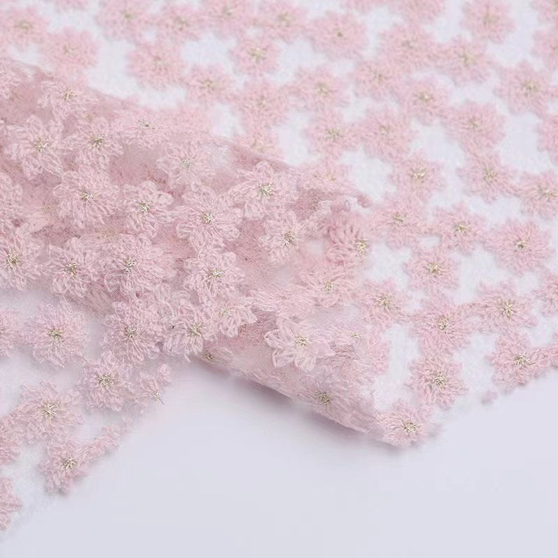 Wholesale flowers beaded lace african french fabric tulle embroidery lace fabric for women wedding dress for party
