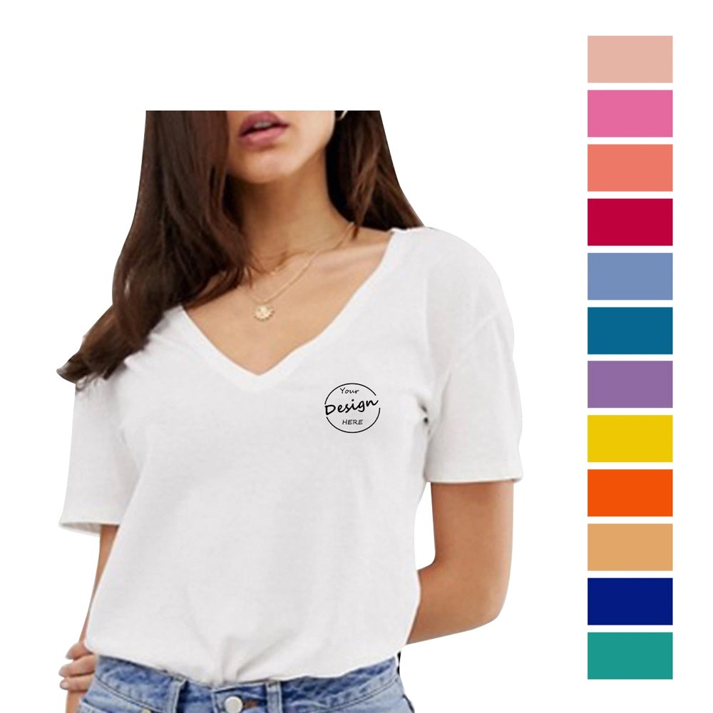Soft Cotton Women V neck T shirt Stylish Casual Top for Summer High Quality Fabric Fast Shipping Short Sleeve Tees