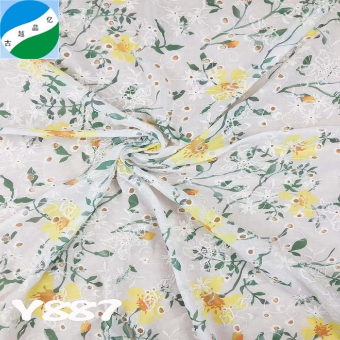 High quality 100%Cotton fabric with embroidery for dress stock fabric from shaoxing