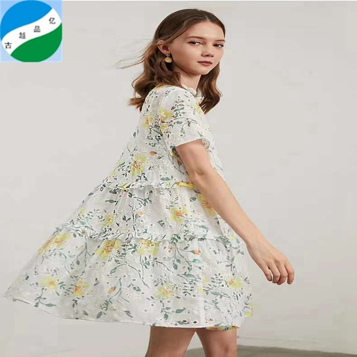 High quality 100%Cotton fabric with embroidery for dress stock fabric from shaoxing