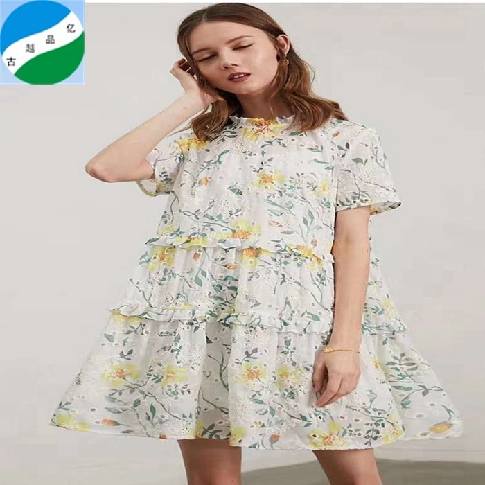 High quality 100%Cotton fabric with embroidery for dress stock fabric from shaoxing