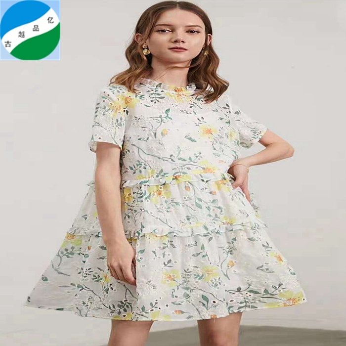 High quality 100%Cotton fabric with embroidery for dress stock fabric from shaoxing