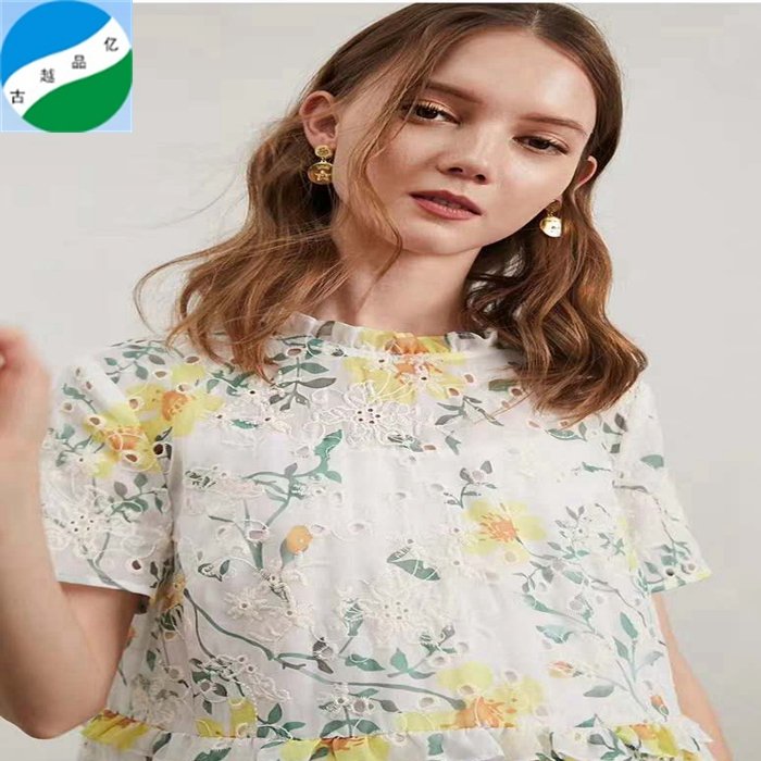 High quality 100%Cotton fabric with embroidery for dress stock fabric from shaoxing
