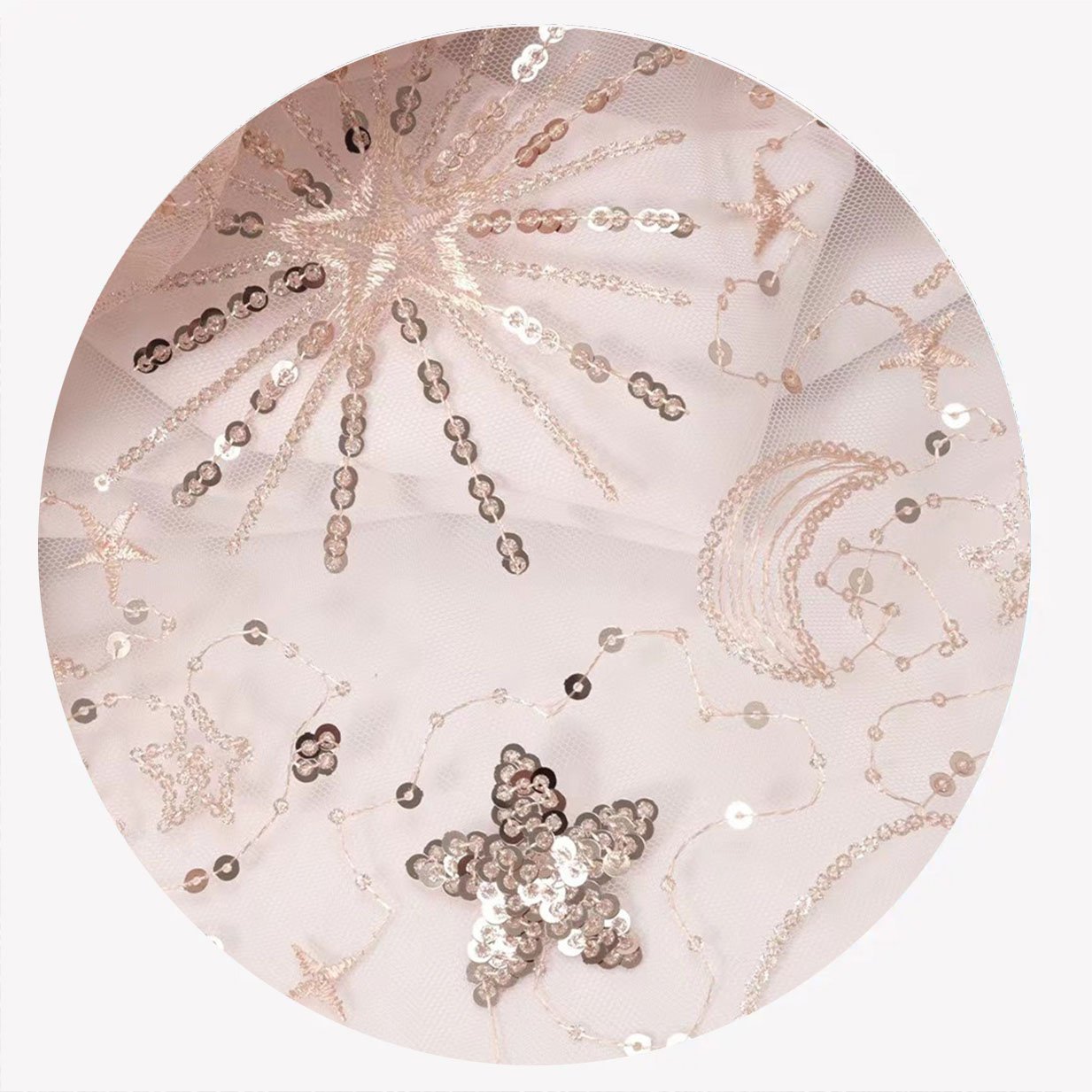 Fashion Style Embroidery Fabric Stage Clothing Sequins Stacked Star Women's Mesh Dress Fashion Bead Fabric