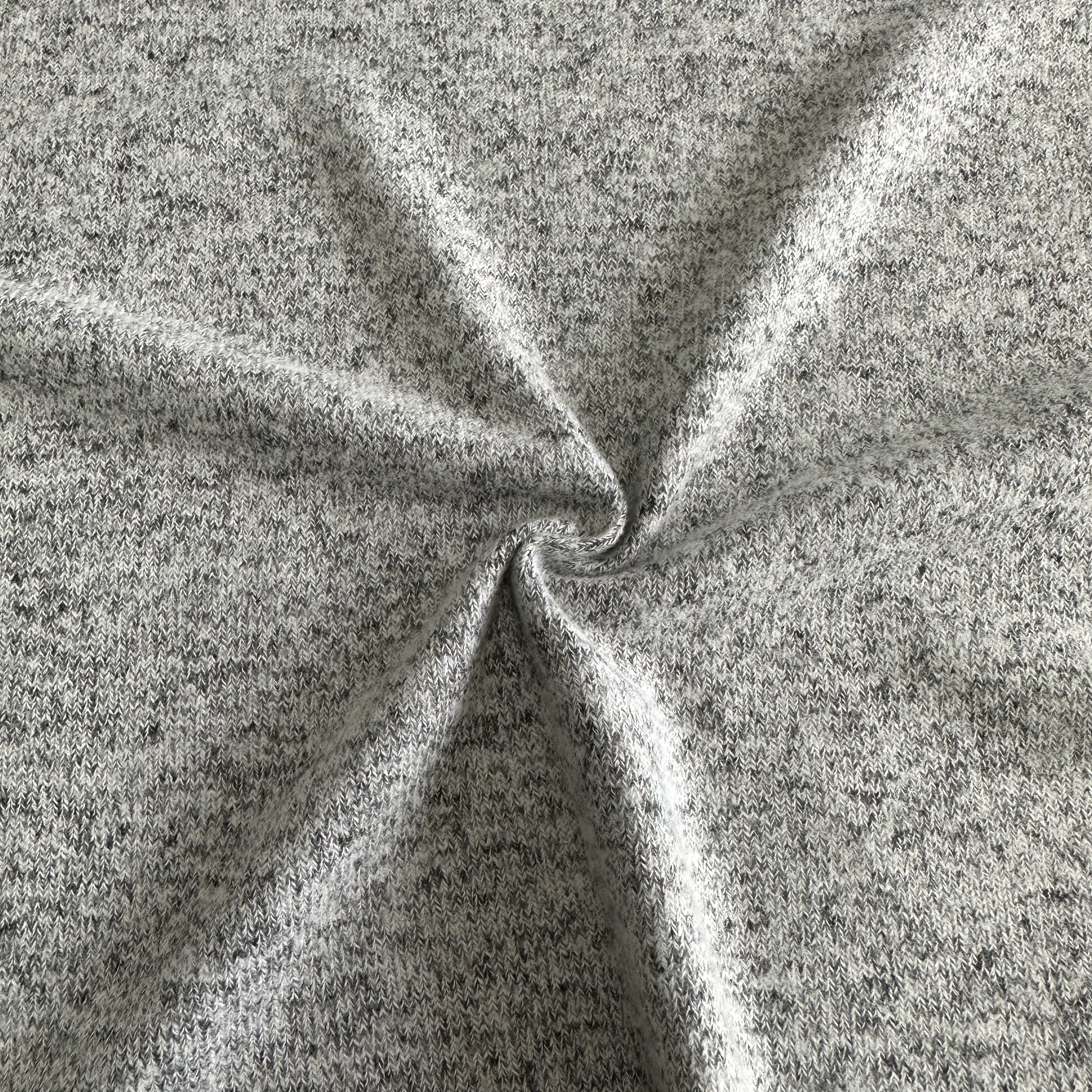 Wholesale 200gsm TR rayon polyester spandex angora brushed melange hacci knitting textile fabric for winter
